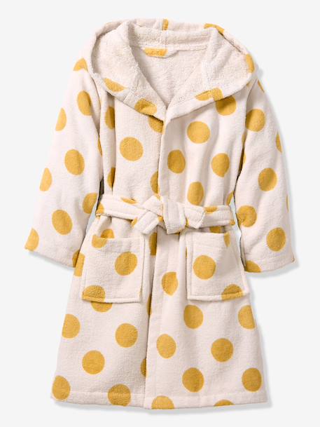 Cotton dressing gown for kids printed white 