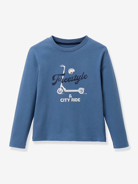 Printed long-sleeved T-shirt by CYRILLUS grey blue 