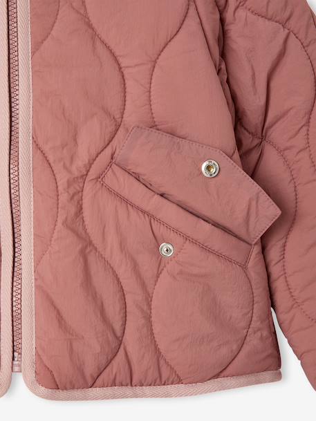 Lightweight puffer jacket for girls dusky pink+vanilla 