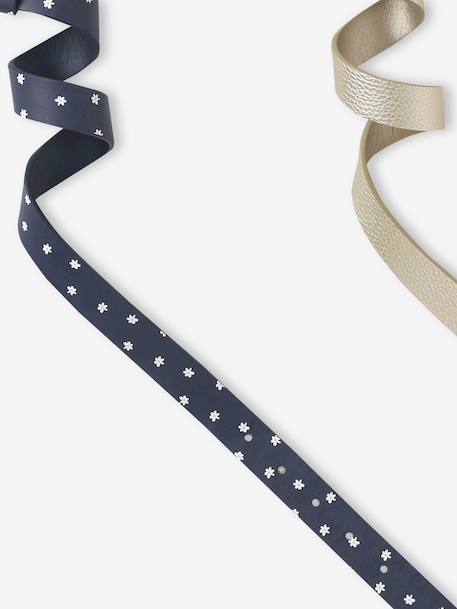 Pack of 2 adjustable belts for girls navy blue 