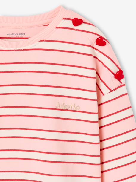 Striped long-sleeved T-shirt for girls mauve+navy blue+sweet pink 