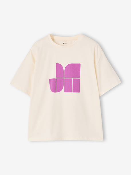 Short-sleeved T-shirt for girls anthracite+ecru 