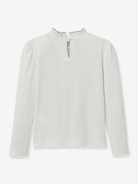 Frill neck base layer top by CYRILLUS ecru 