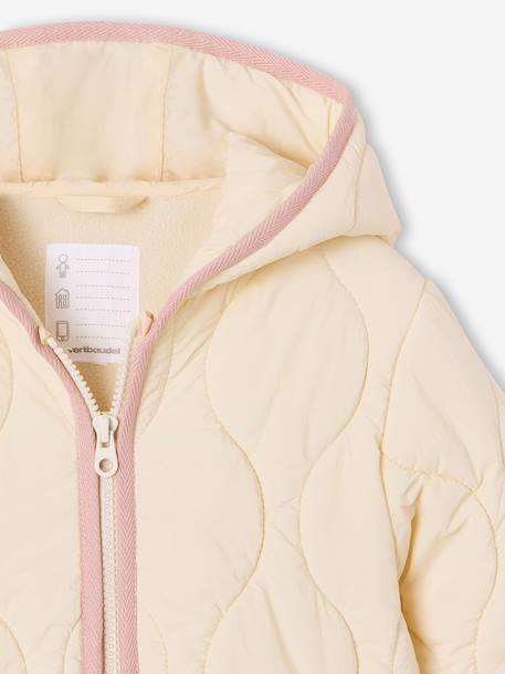 Lightweight puffer jacket for girls dusky pink+vanilla 