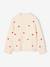 Long-sleeved round-neck jumper for girls ecru+navy blue+rose 