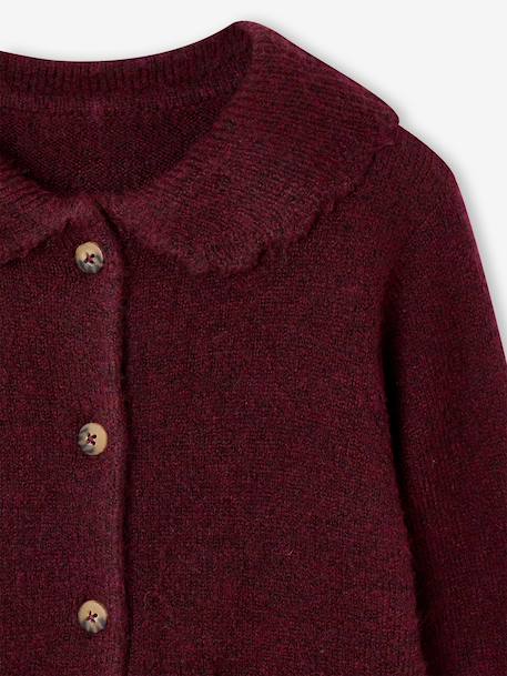 Buttoned collar cardigan for girls bordeaux red 