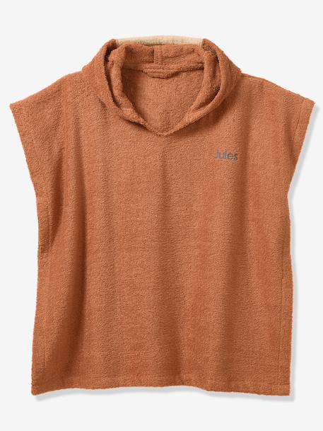 Baby hedgehog towelling poncho rust 