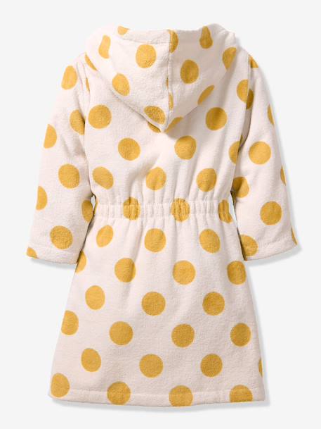 Cotton dressing gown for kids printed white 