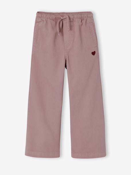 Wide-leg trousers for girls mauve+purple clover 