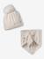 Knitted hat, mittens and bandana set for baby ecru 
