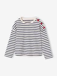 -Striped long-sleeved T-shirt for girls