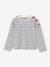 Striped long-sleeved T-shirt for girls mauve+navy blue+sweet pink 