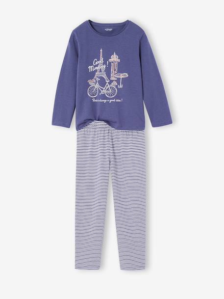 Pack of 2 long pyjamas for girls slate blue 