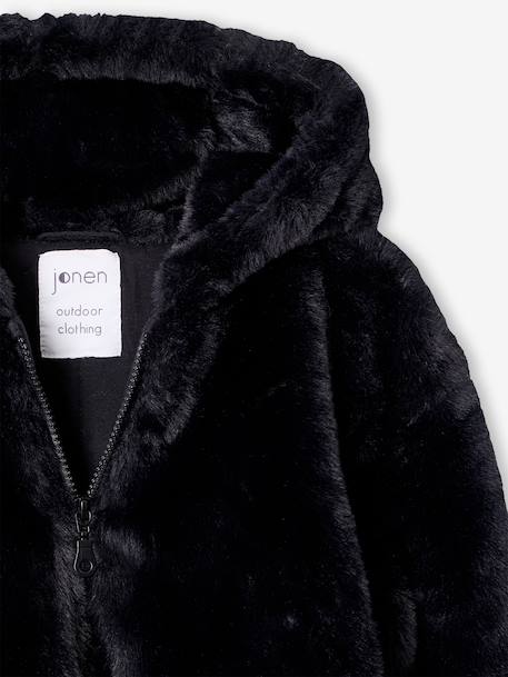Faux fur jacket for girls black 