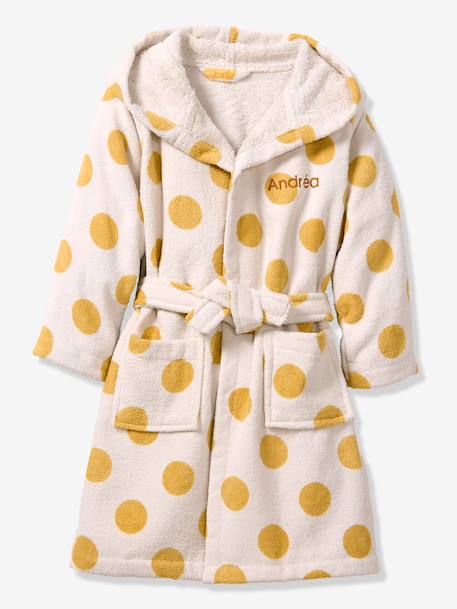 Cotton dressing gown for kids printed white 