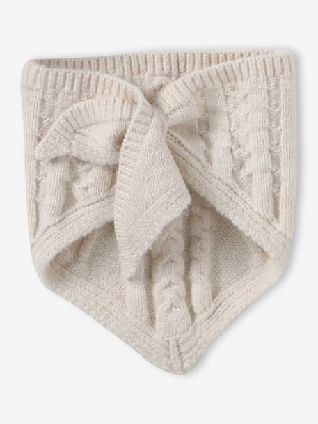 Knitted hat, mittens and bandana set for baby ecru 