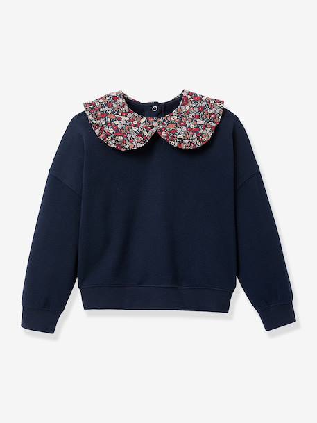 Sweatshirt with Claudine collar navy blue 