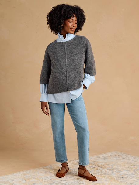 Maternity mom jeans black denim+stone 