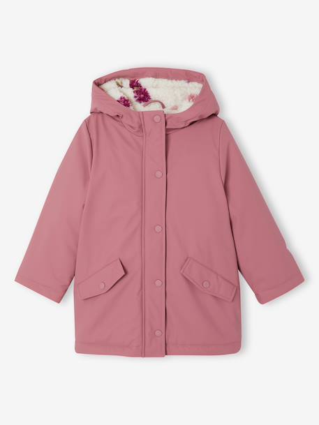 Raincoat with Sherpa Lining for Girls anthracite+green+indigo+mauve+multicoloured 