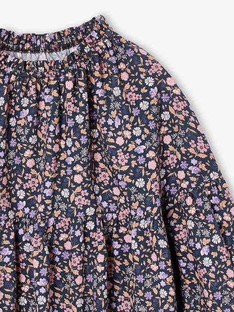 Printed blouse for girls anthracite+vanilla 