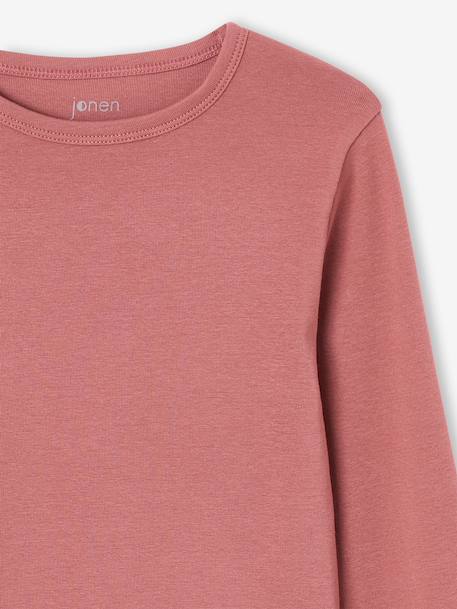 Pack of 2 cropped long-sleeved T-shirts for girls black+chocolate 