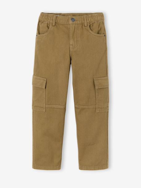 Cargo trousers for boys denim blue+olive 