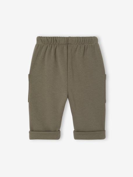 Fleece-lined trousers for baby boys anthracite+olive 