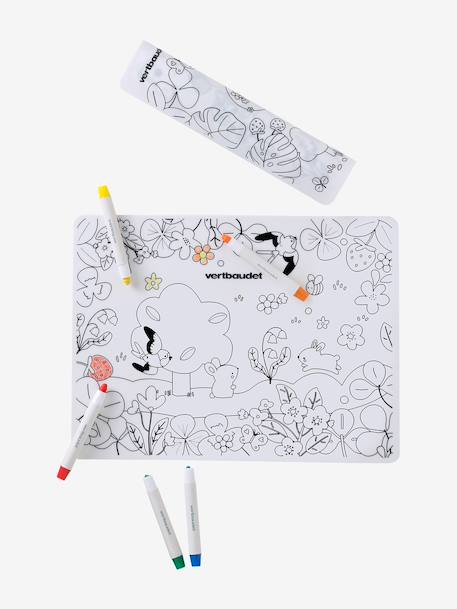 Colouring mat set + felt-tip pens white 