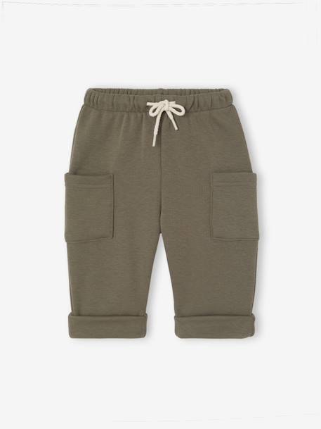 Fleece-lined trousers for baby boys anthracite+olive 