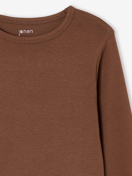 Pack of 2 cropped long-sleeved T-shirts for girls black+chocolate 