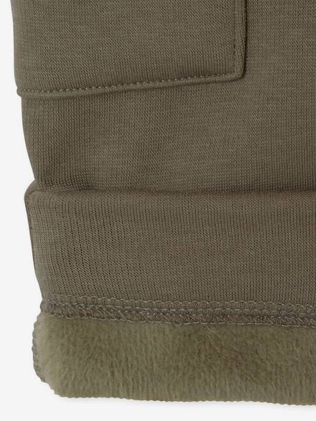 Fleece-lined trousers for baby boys anthracite+olive 