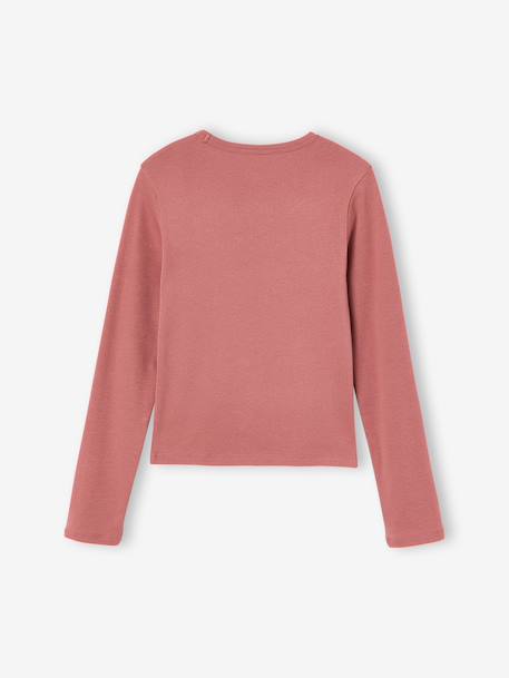 Pack of 2 cropped long-sleeved T-shirts for girls black+chocolate 
