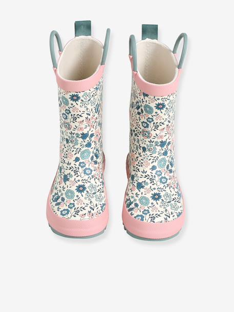 Printed Rubber Wellies for Children, Designed for Autonomy ecru+printed blue+set pink 