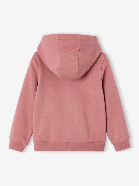 Girl's zipped hooded sweatshirt navy blue+old rose 