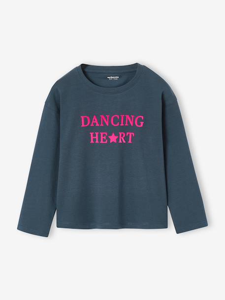 Long-sleeved T-shirt for girls green+ink blue+pale pink 