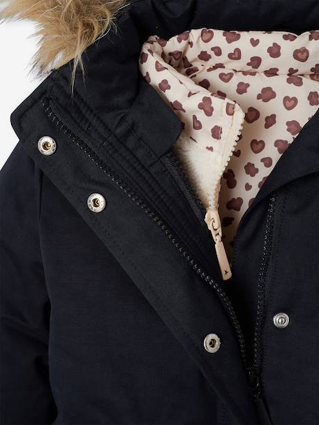 3-in-1 Parka with Hood for Girls black+GREEN DARK SOLID+grey green+khaki+PURPLE MEDIUM SOLID+sage 