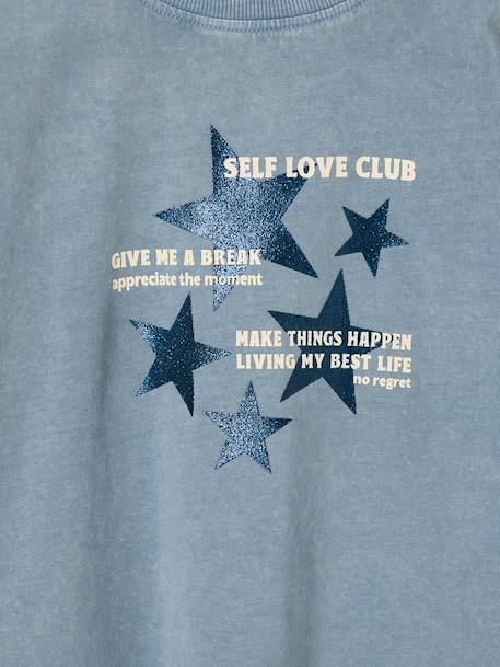 Long-sleeved T-shirt for girls chambray blue+old rose 