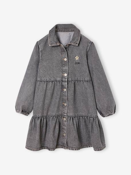 Lightweight Denim Dress for Girls denim grey+medium blue 