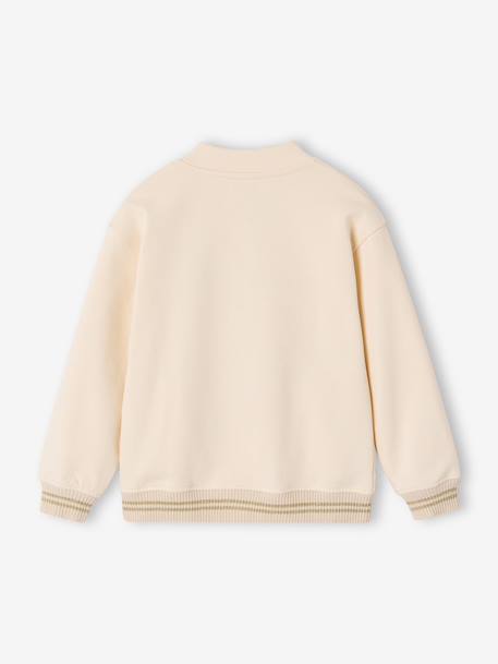 Varsity-Style Fleece Jacket for Girls beige+marl grey+navy blue 