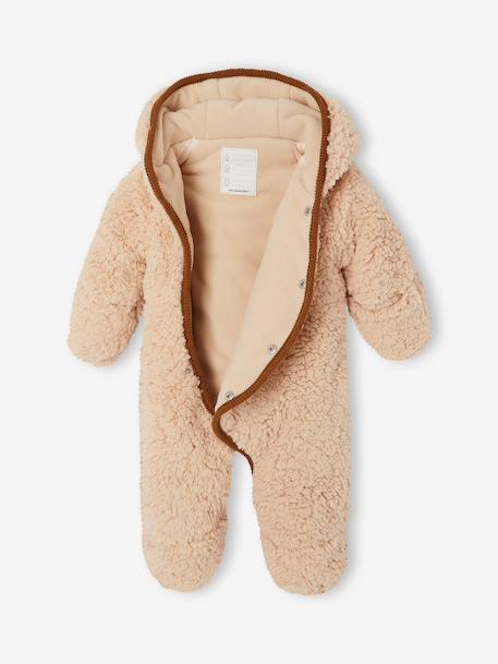 Newborn pramsuit with hood sandy beige 