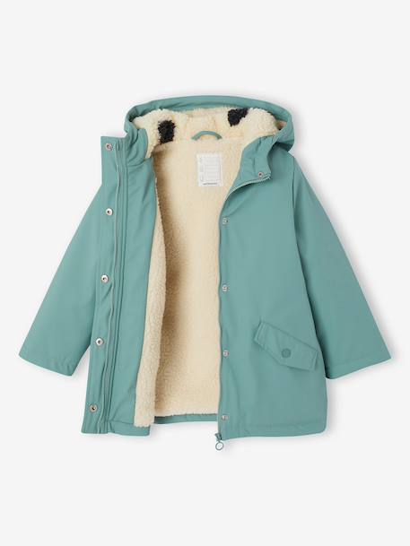 Raincoat with Sherpa Lining for Girls anthracite+green+indigo+mauve+multicoloured 
