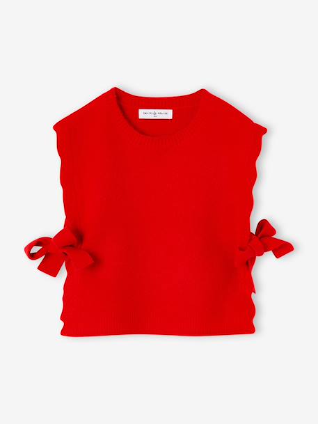 Sleeveless jumper for girls red 