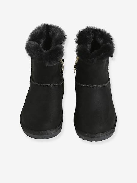 Zip-up textile boots for girls black 