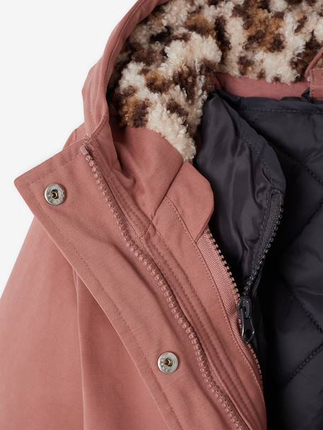 3-in-1 detachable parka for girls blush+navy blue 