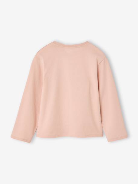 Long-sleeved T-shirt for girls ecru+rosy 
