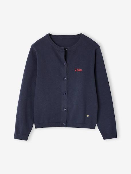 Fine Knit Basics Cardigan for Girls anthracite+dusky pink+emerald green+grey blue+marl beige+navy blue+plum+vanilla 