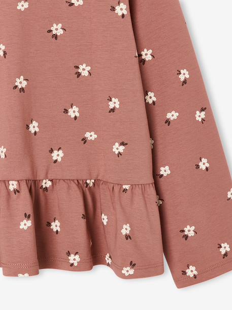 Long-sleeved blouse for girls dusky pink+taupe 