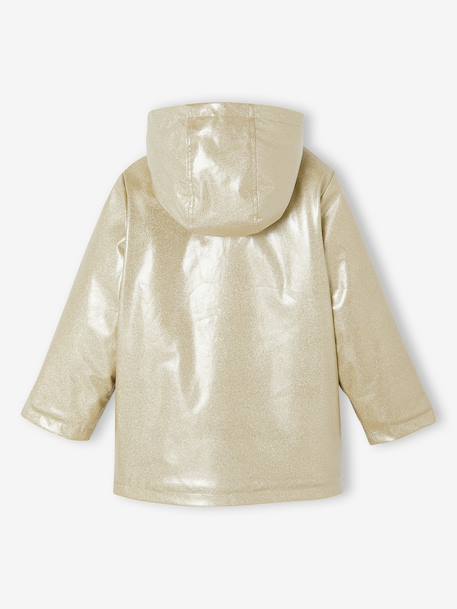Glittered waxed coat for girls gold 