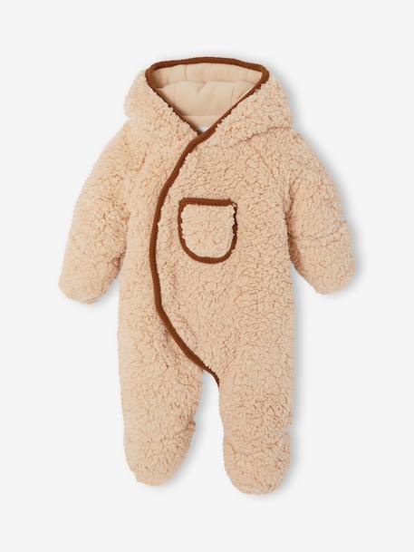 Newborn pramsuit with hood sandy beige 