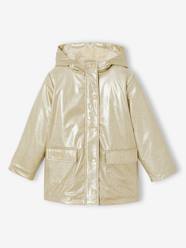 -Glittered waxed coat for girls